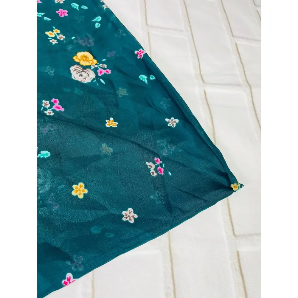 NEW emerald green floral soft light scarf